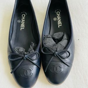 Chanel Navy Blue Ballet Flats